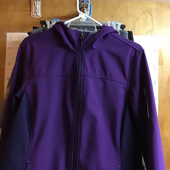 FREE TECH women’s hooded jacket sz L 12/14 PURPLE - Picture 3 of 14